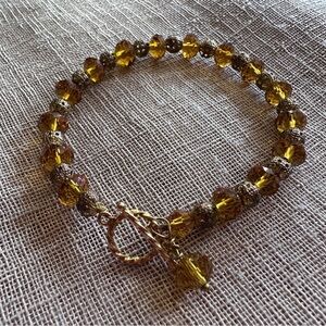Elegant Gold and Amber Beaded Bracelet